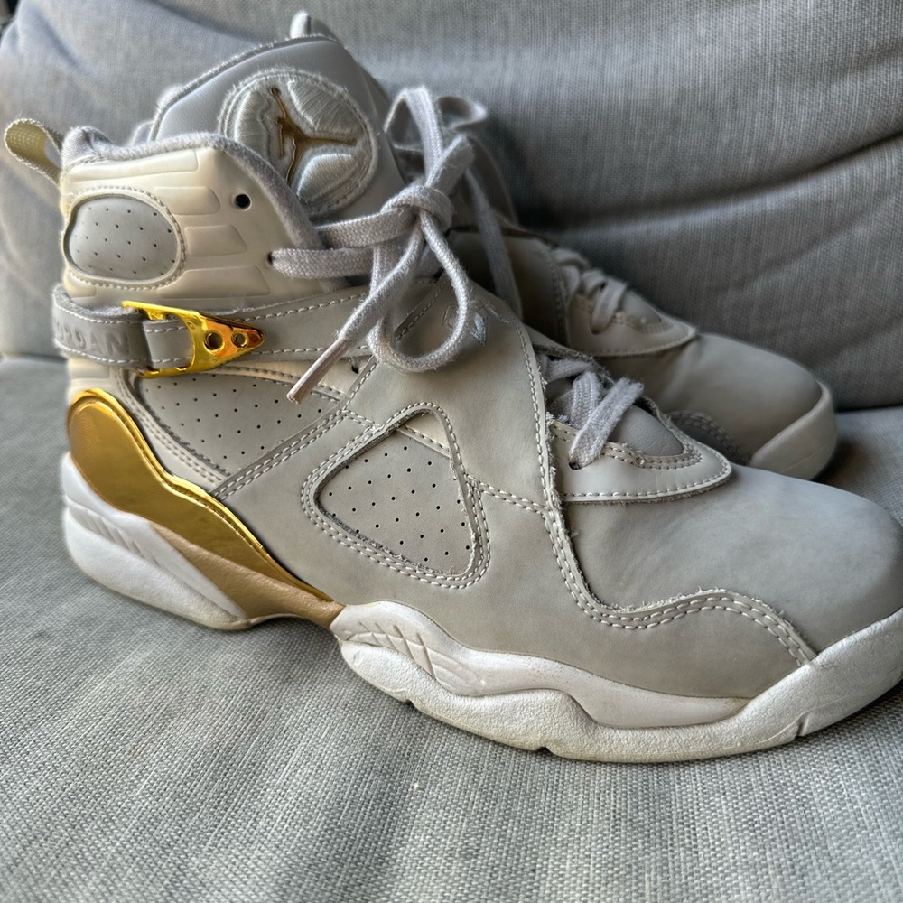 Air Jordan 8 Z3 Champagne Gold and Cream High-Top Sneakers